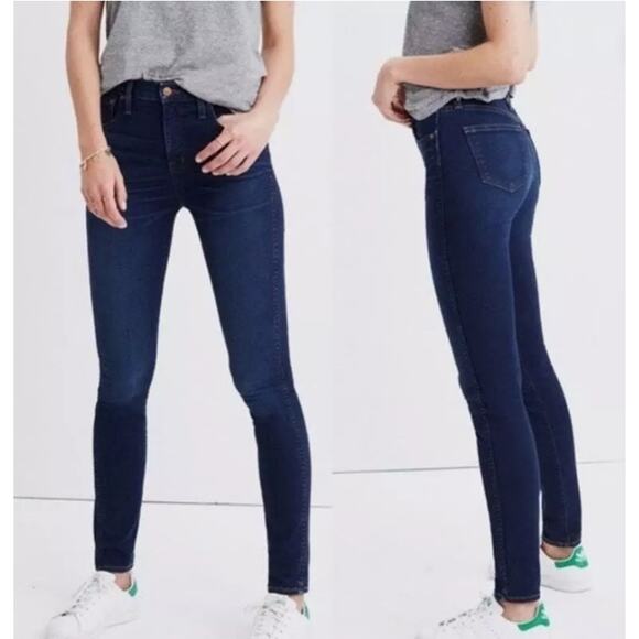 Madewell 10" High Riser Skinny Jeans in Lydia Dark Wash Stretch Denim 27 - Picture 1 of 9